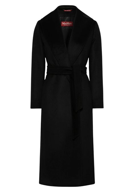 Max Mara Studio Women's MSTLORIANA Black Pure Wool Wrap Robe Coat Max Mara Studio |  | 2626016202600013